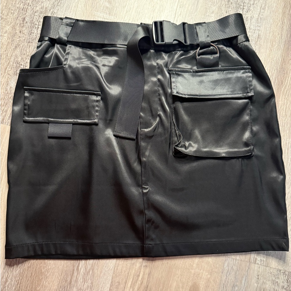 3/$20 Hera satin sexy cargo mini skirt